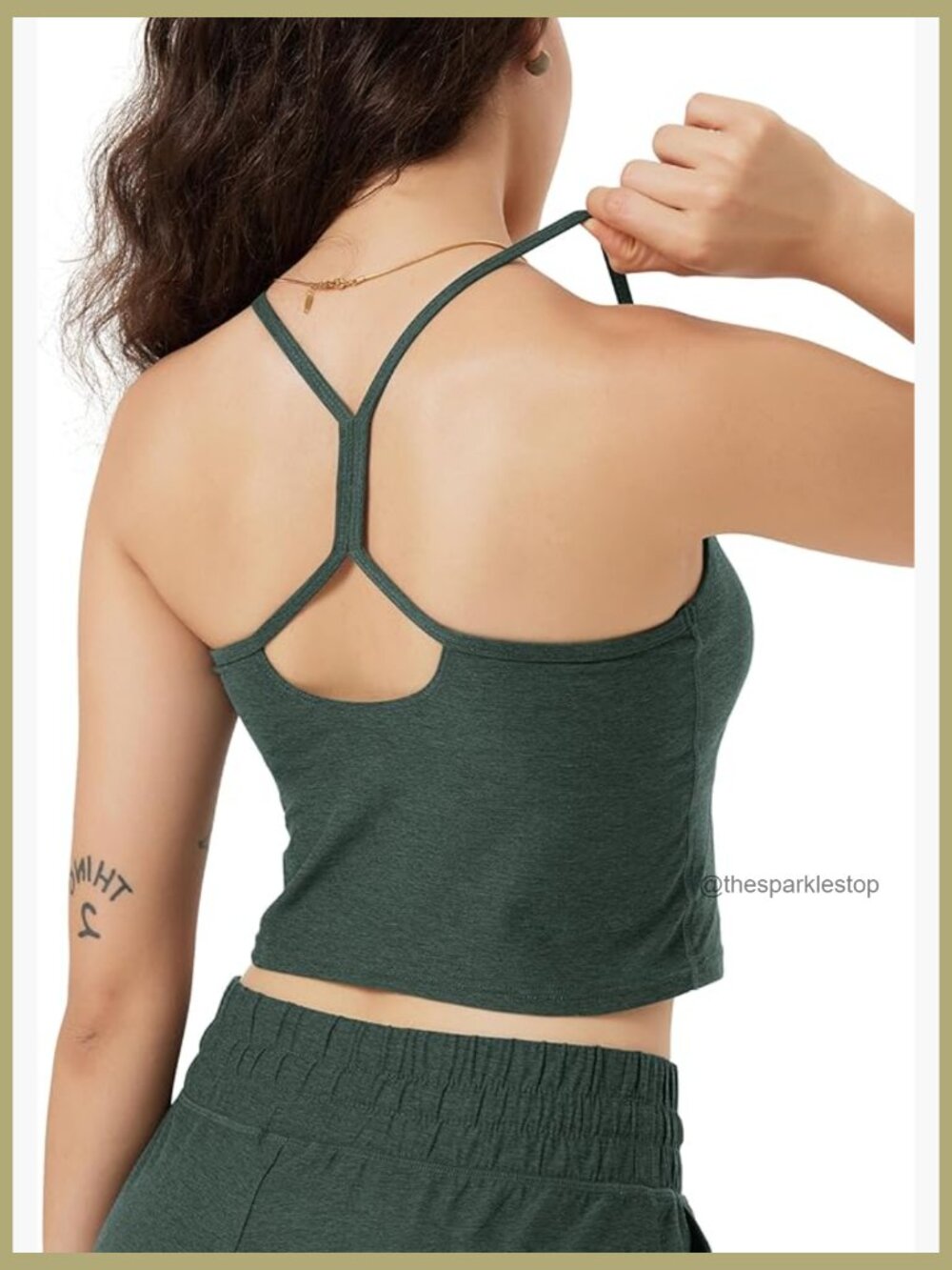 Slim Racerback Cropped Tank with Built-in Bra UPF 50+